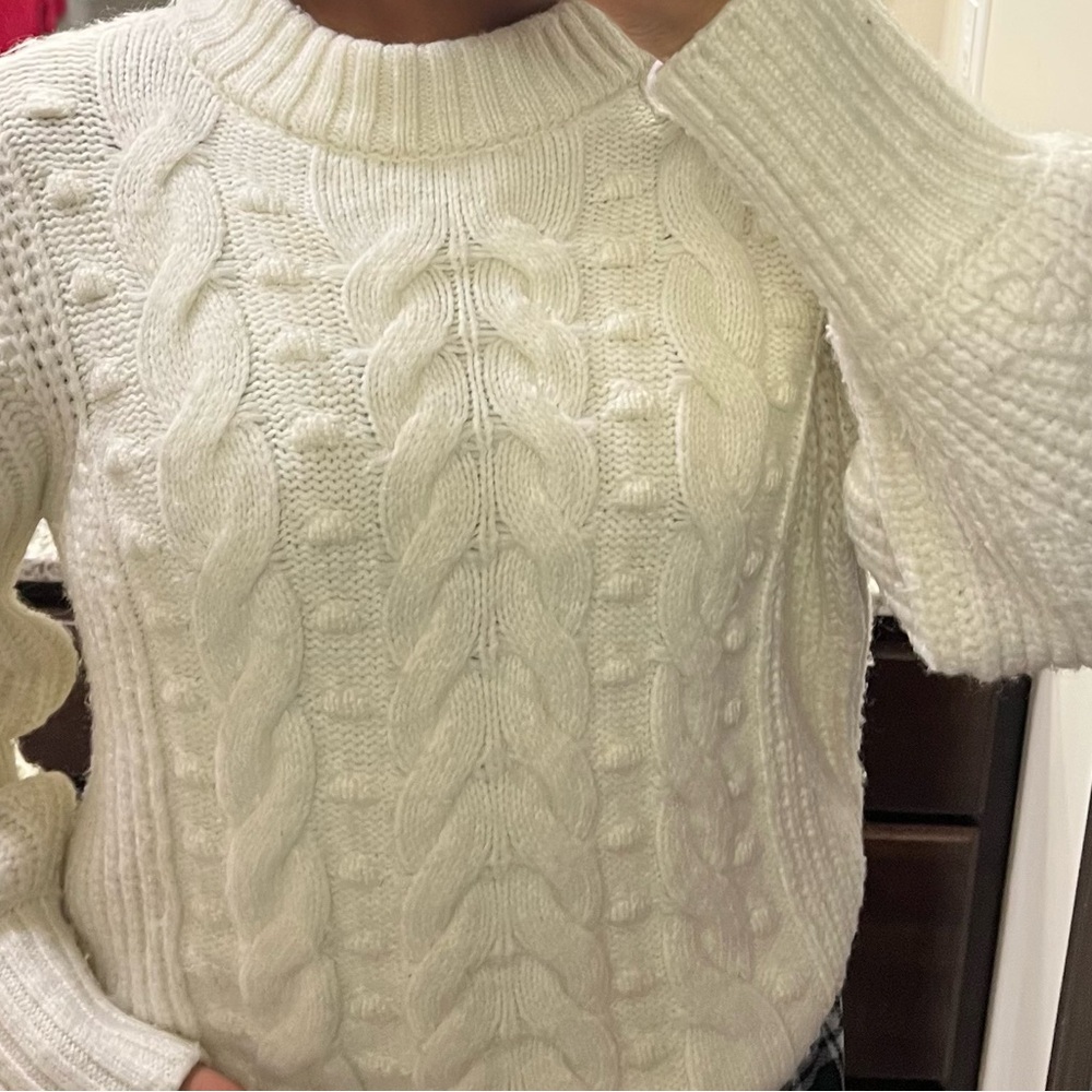 a new day Cream Cable Knit Turtleneck Sweater